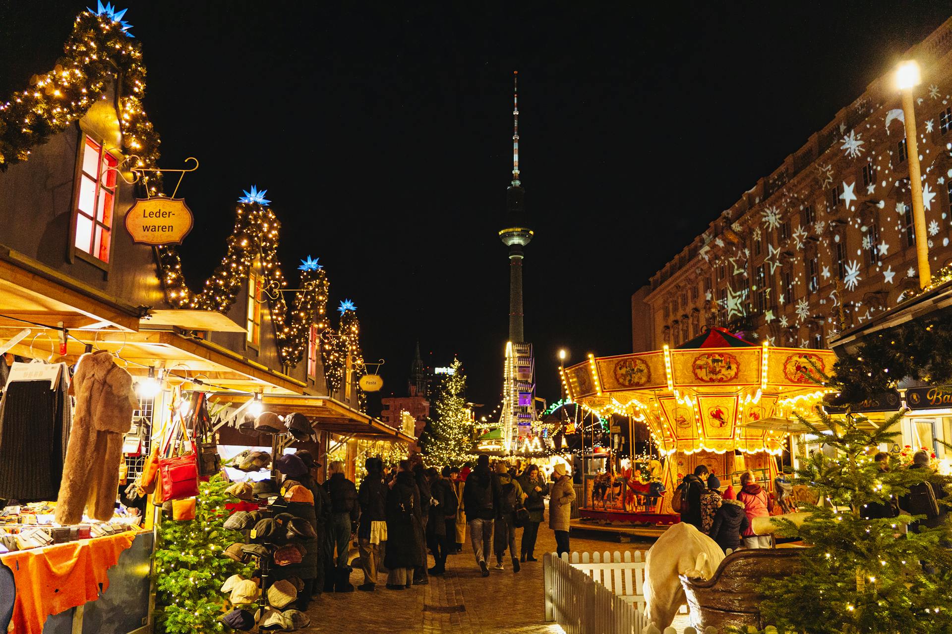 Festive Christmas Market at Night in Berlin