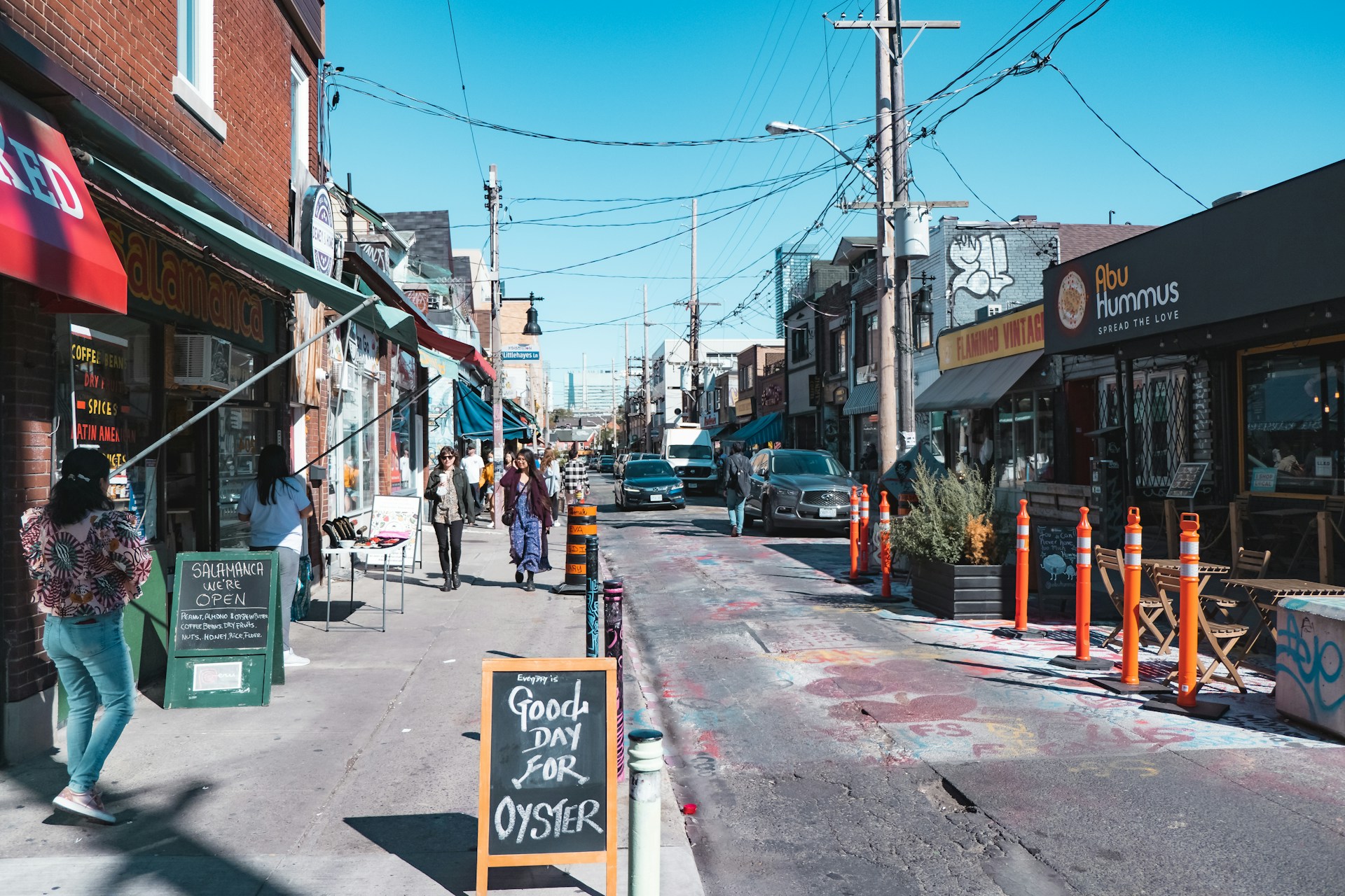Colorful street view of Kensington Market in Toronto