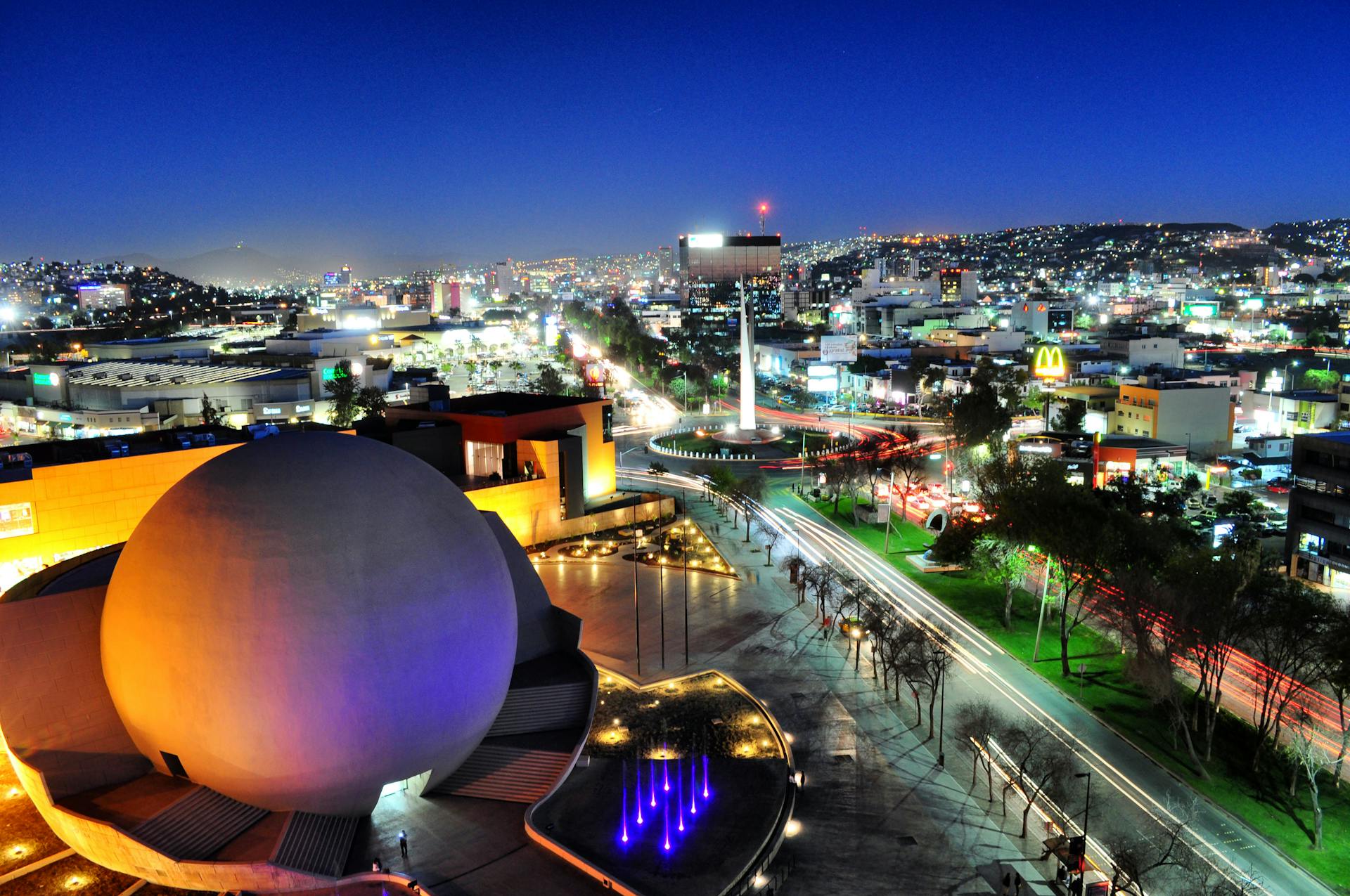 The Mexico City skyline sparkling under the night sky