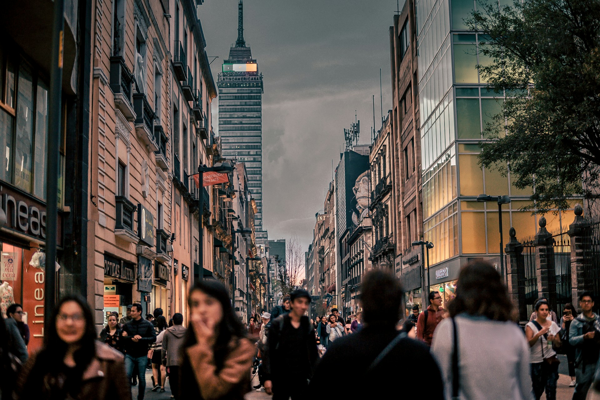 A bustling street in Mexico City