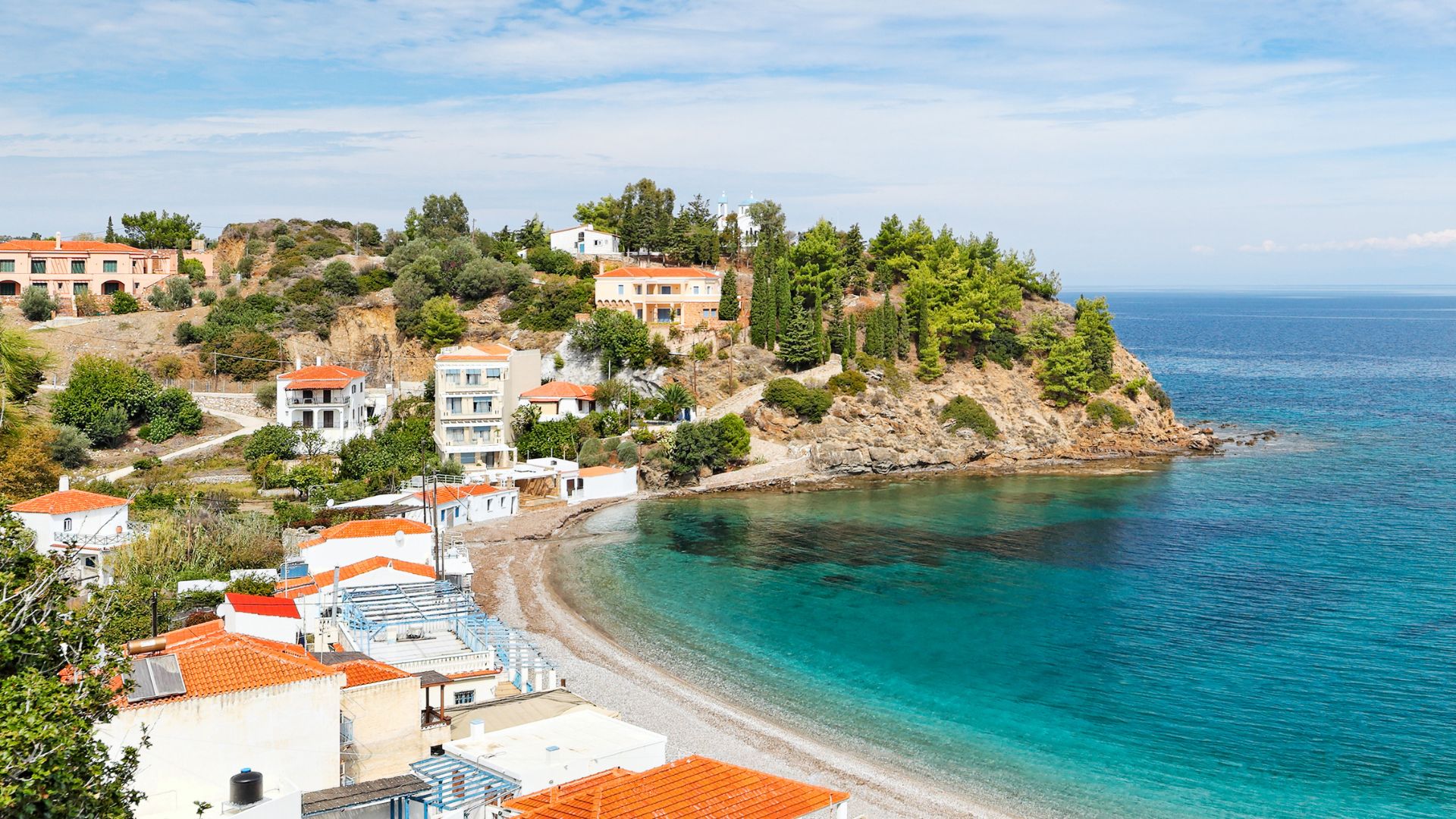 Nagos Beach in Chios, Greece