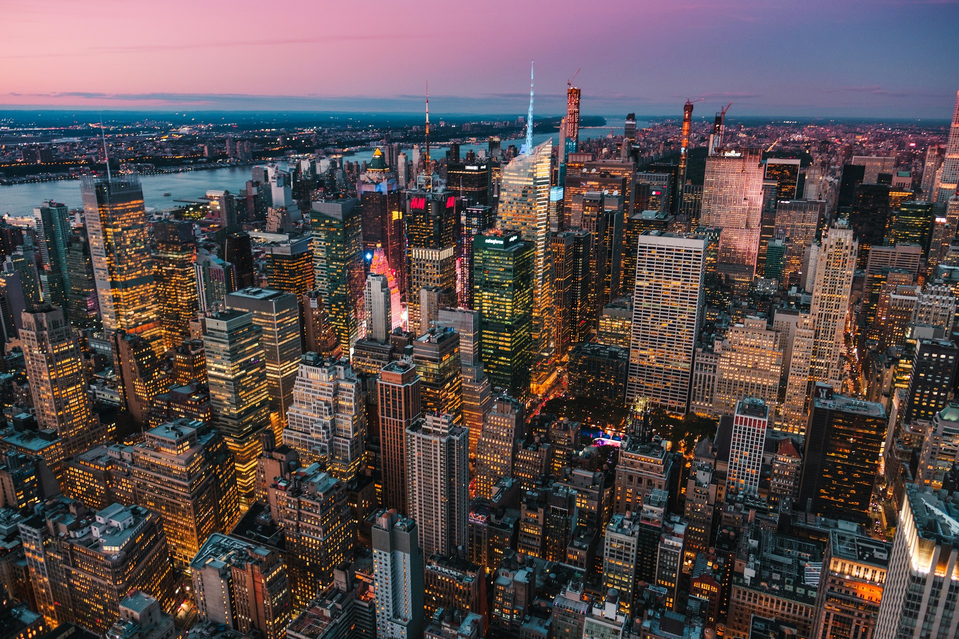 Aerial view of Uptown Manhattan, New York City