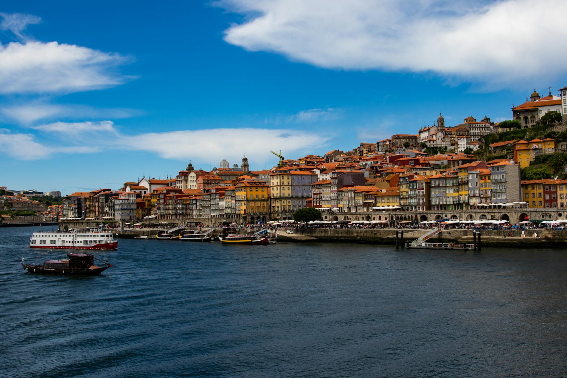 Colorful hillside houses along the Douro River in Porto District, Portugal