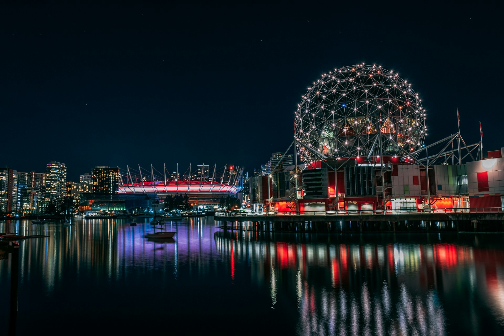 Exterior view of Science World in Vancouver, Canada