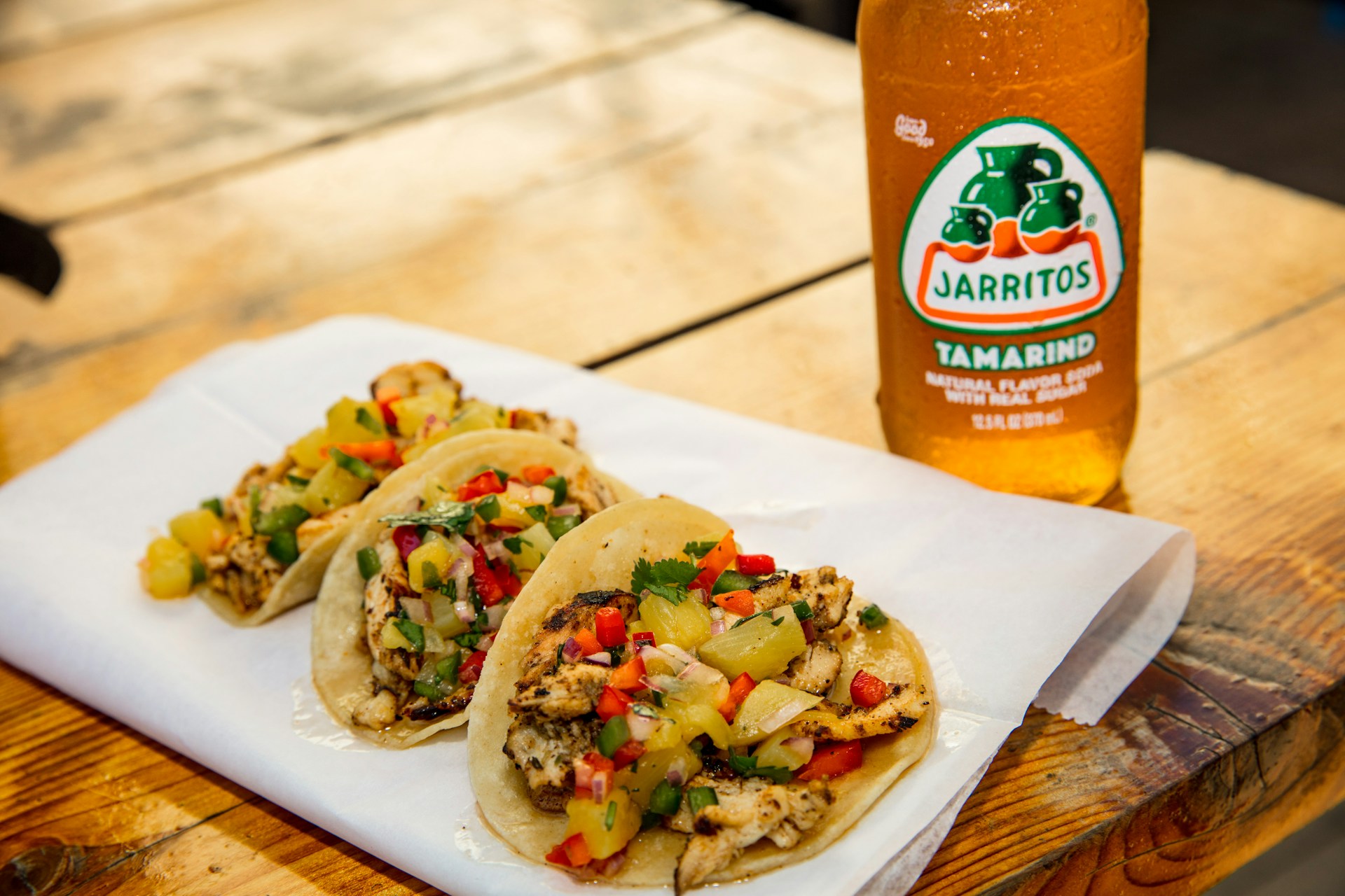 Close-up of freshly made LA street tacos 