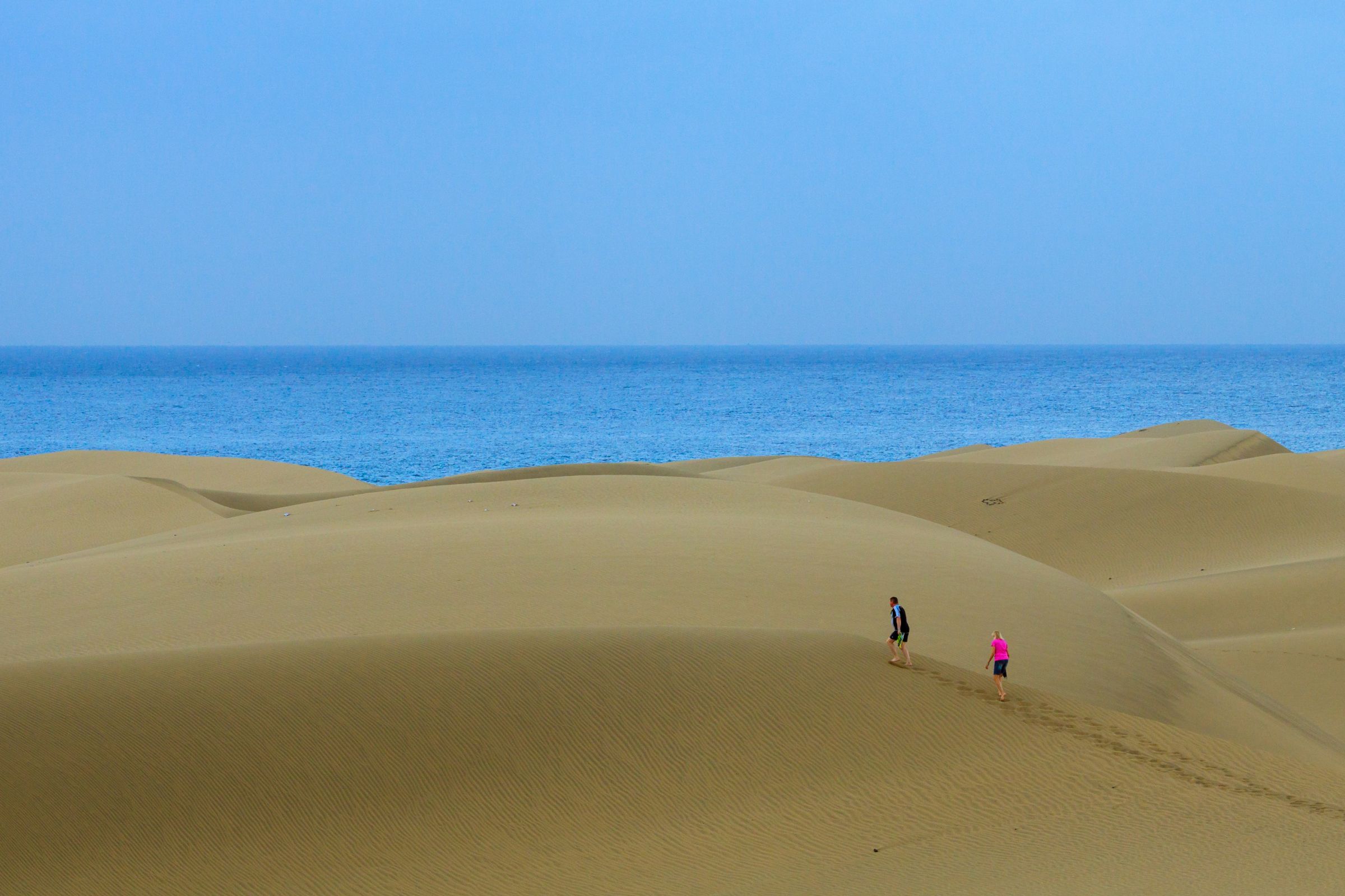 Walking over sand Maspalomas Dunes