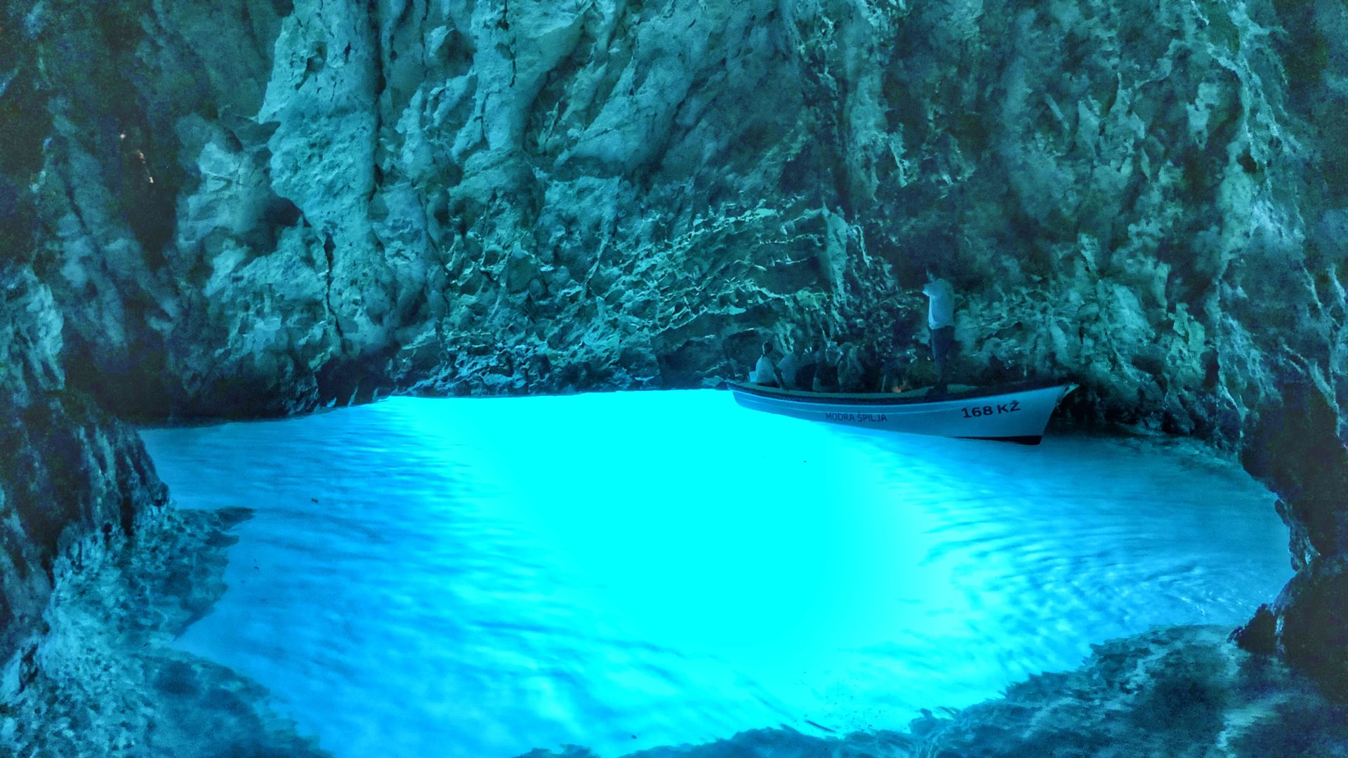 Blue Cave (Blue Grotto) on the island of Biševo in Croatia, Europe