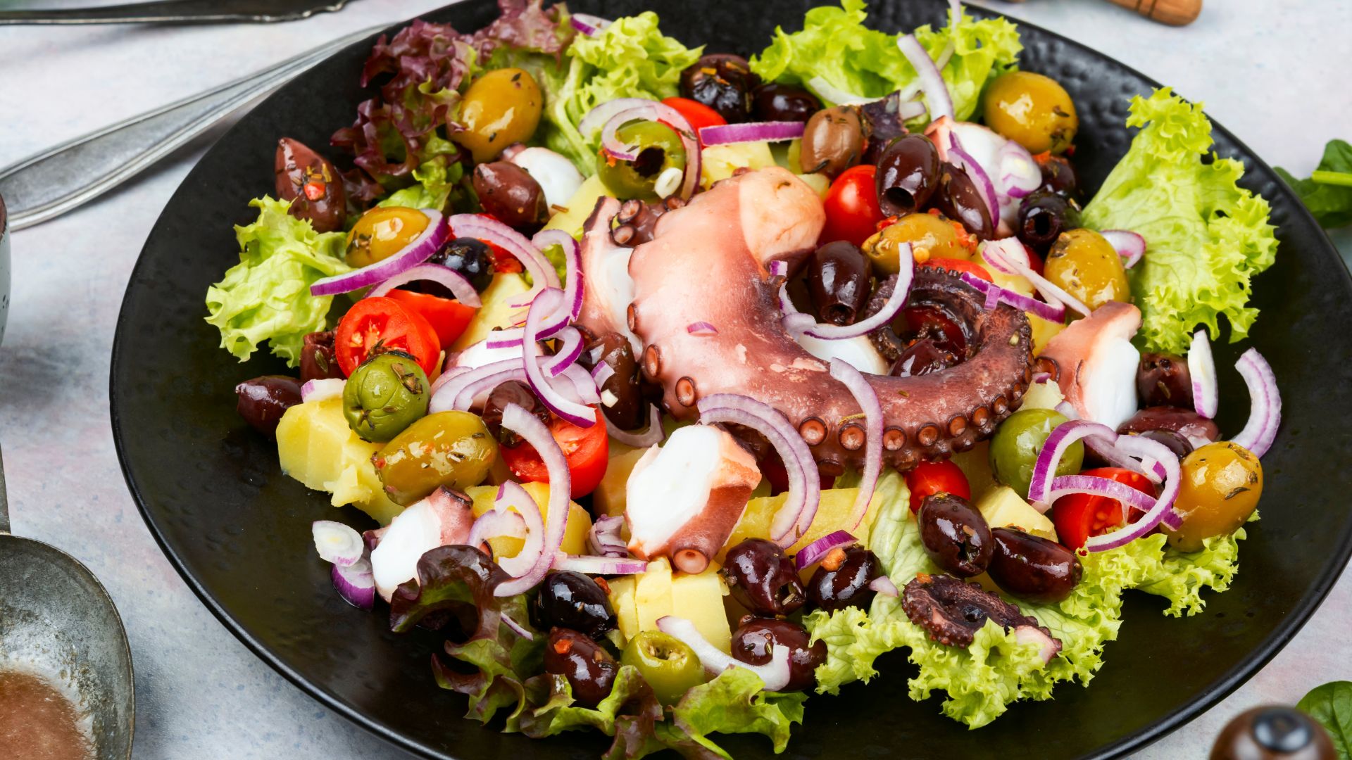 Octopus salad with olive oil and herbs