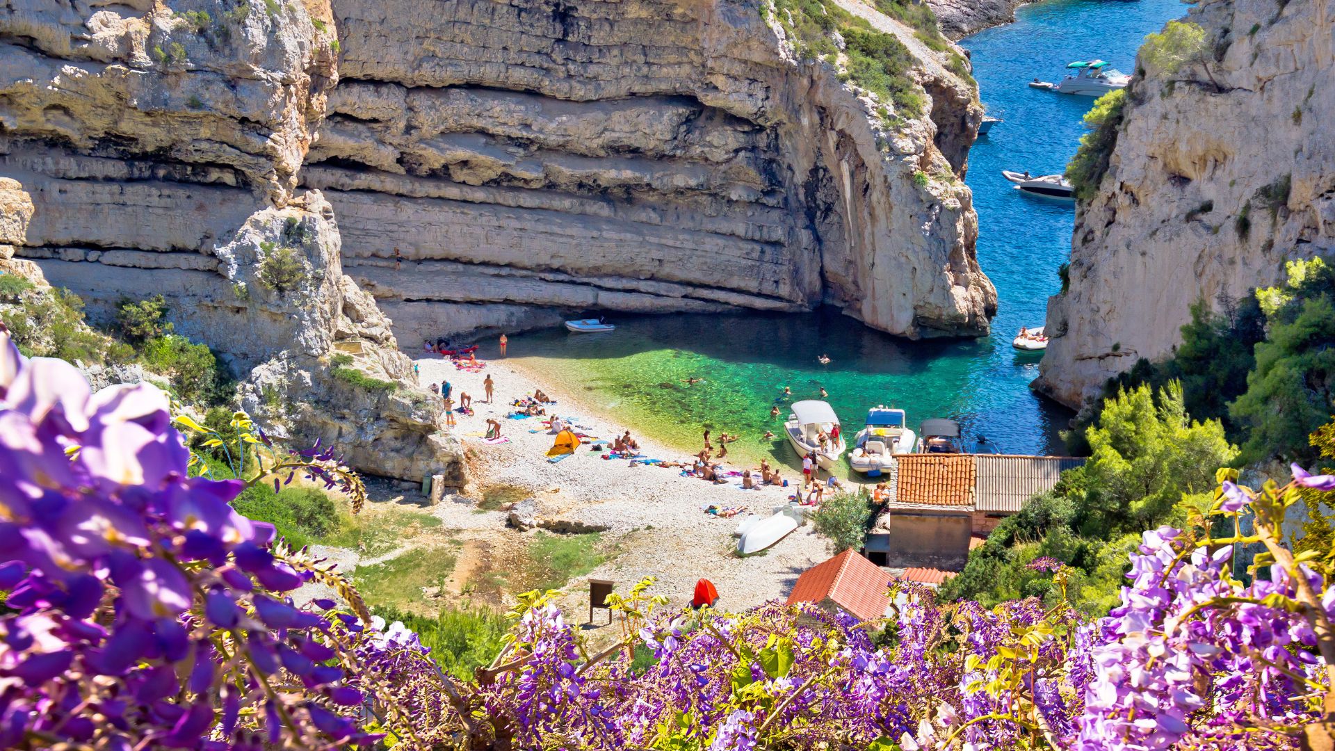 Stiniva Beach on the island of Vis in Croatia, Europe