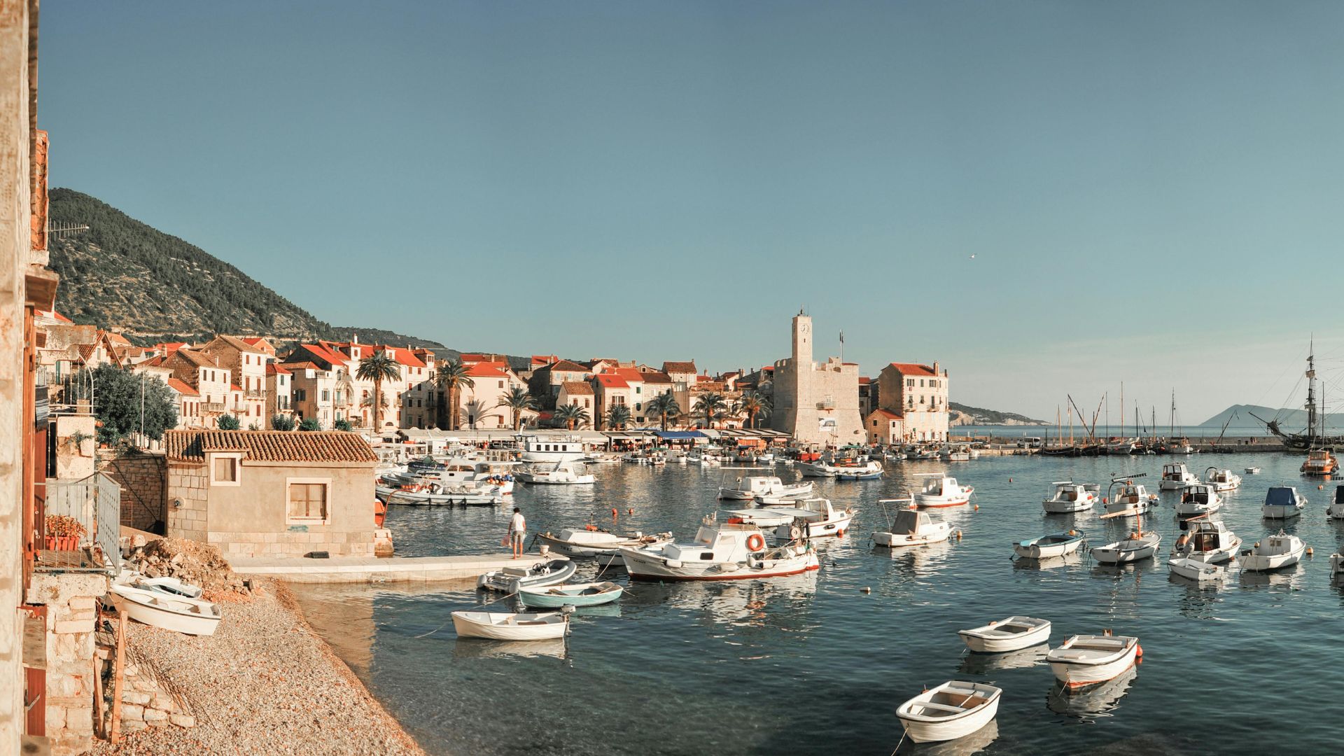 Town of Komiža on Vis Island in Croatia, Europe