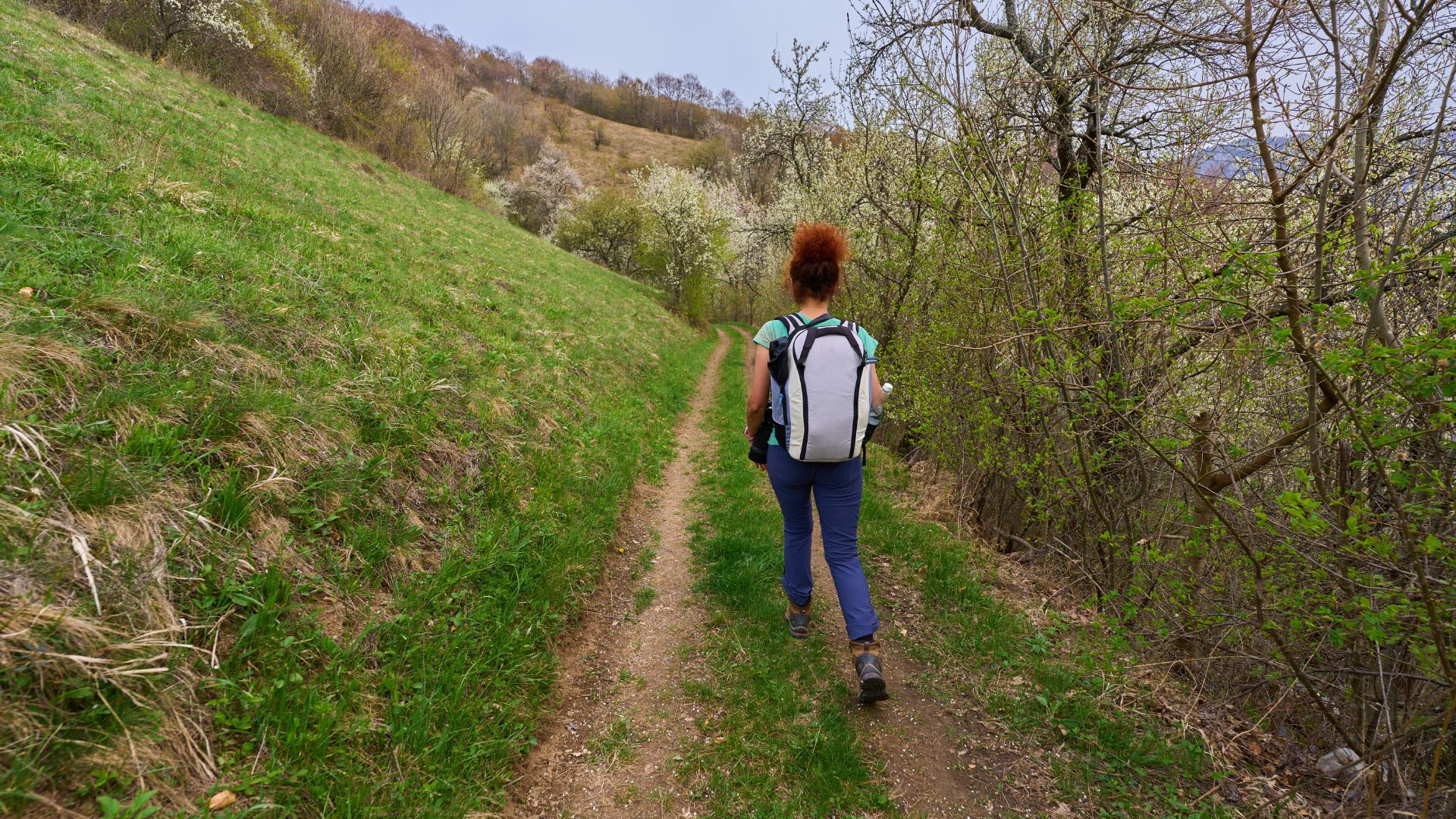 a woman hiking