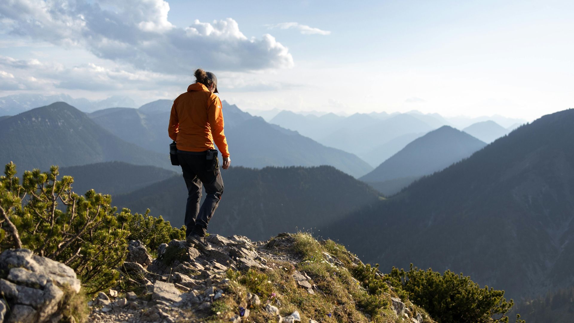 A woman on a hike alone