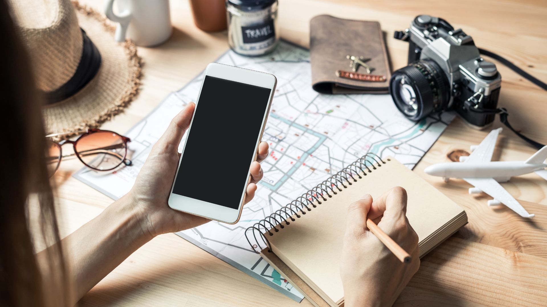 A woman planning her travel