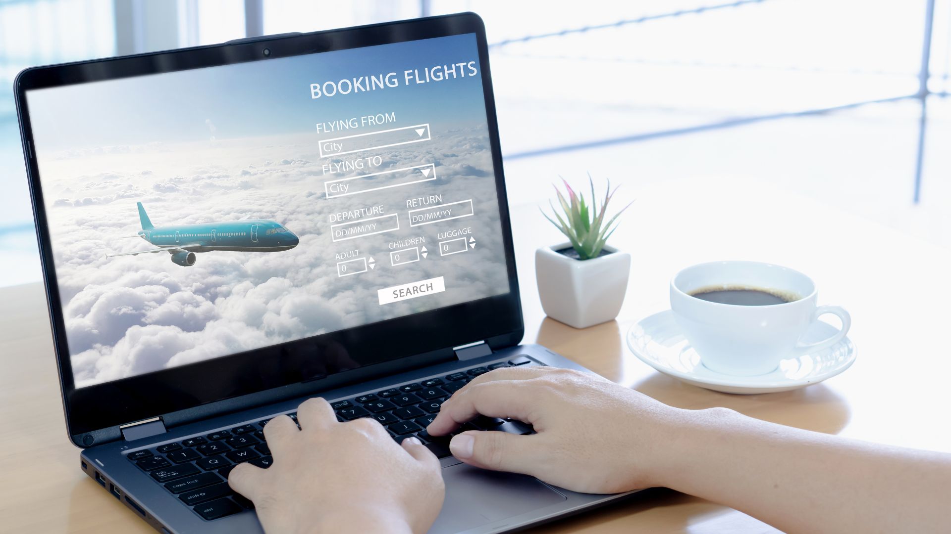 Booking a travel in a laptop