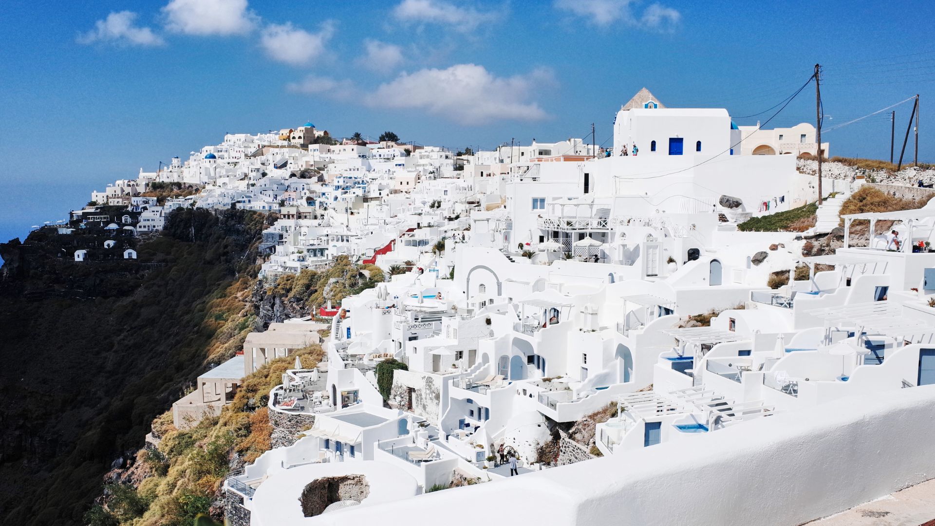 White-washed buildings on Imerovigli in Santorini, Greece