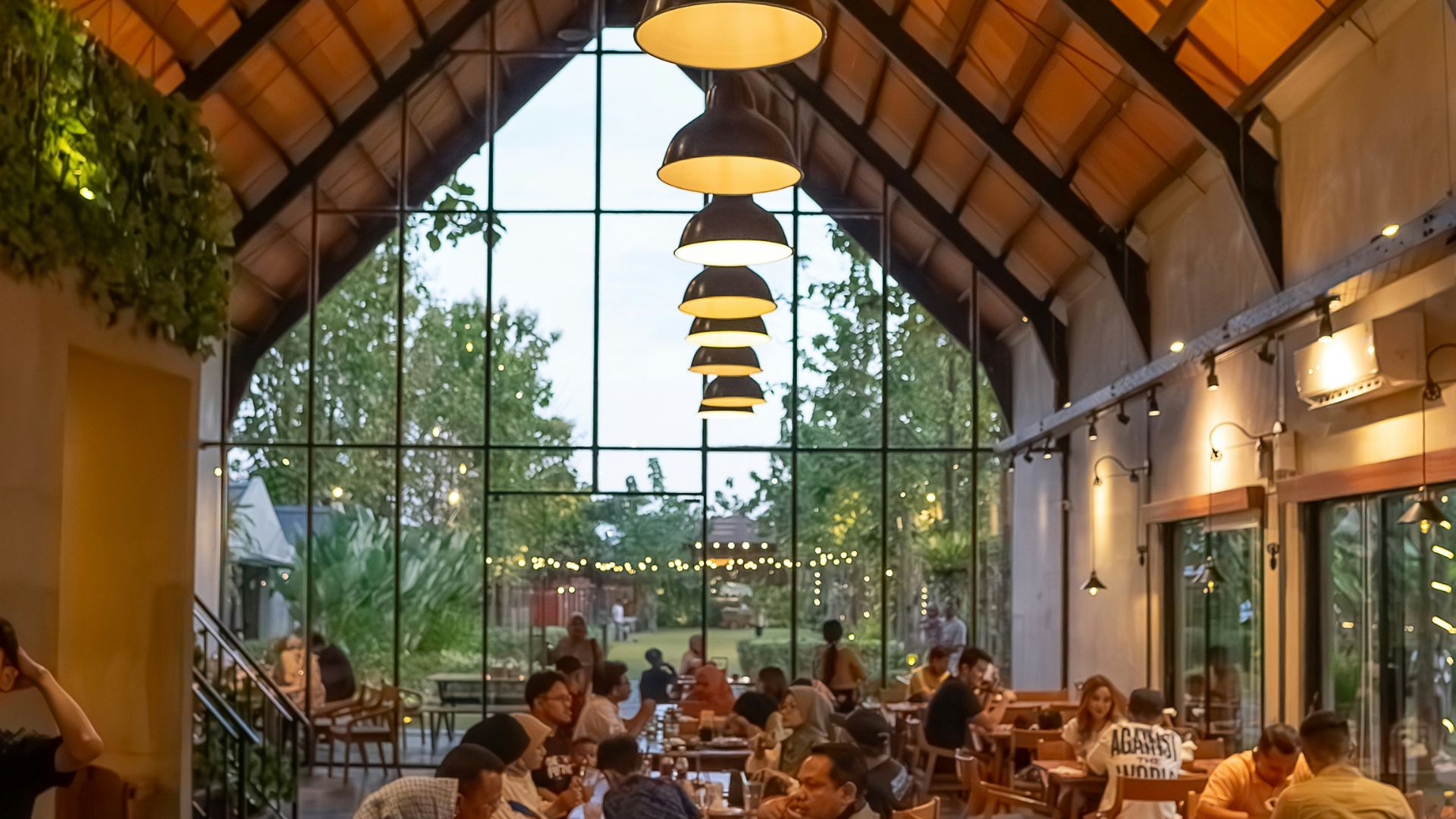 Restaurant with floor-to-ceiling windows