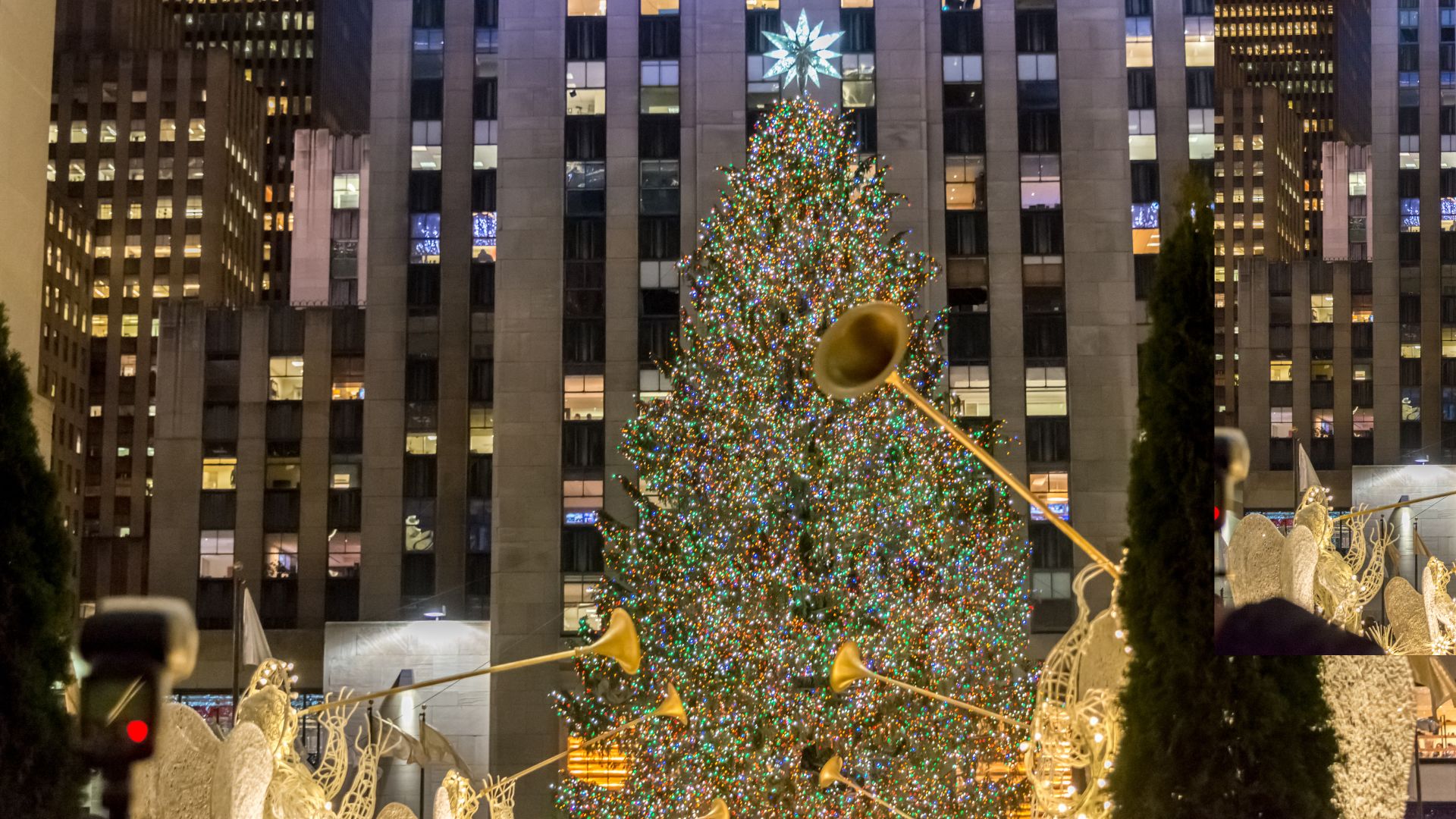 The iconic Christmas tree in Rockefeller Center in New York City, USA.