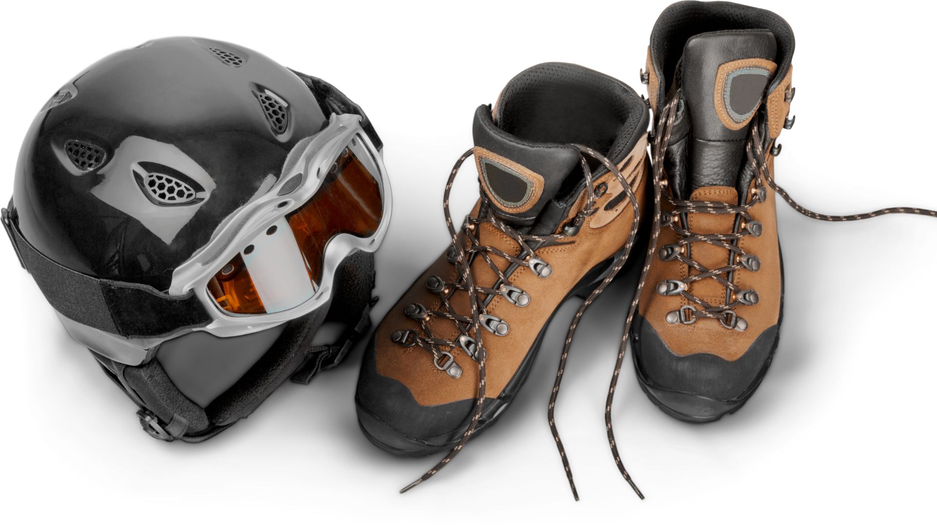 Ski boots and helmet