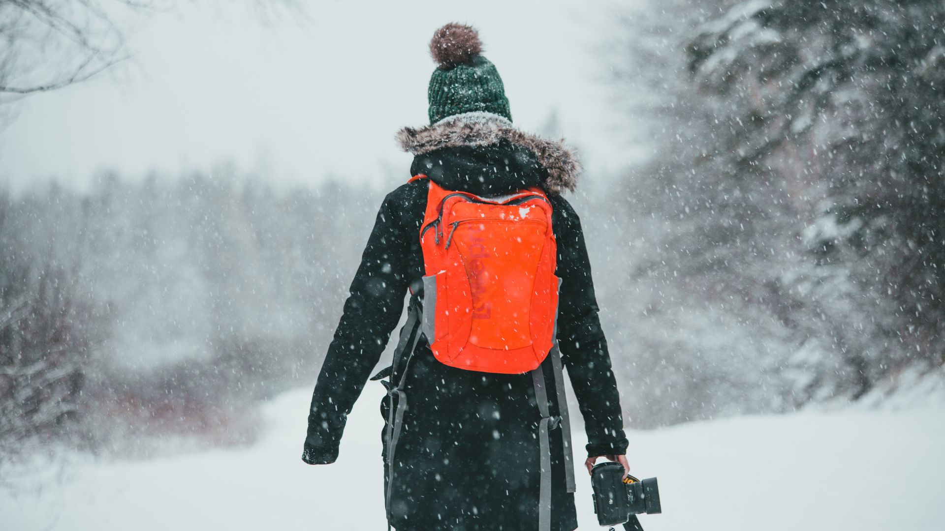 Woman on a winter travel
