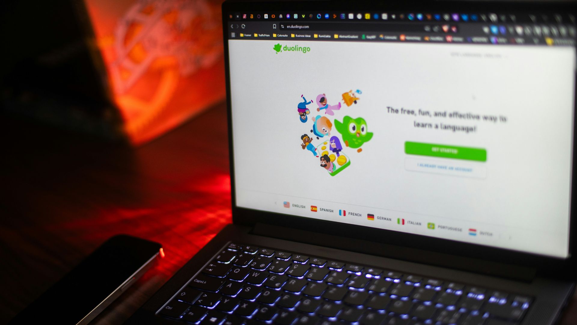 Duolingo app on laptop